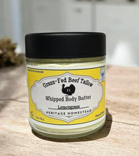 Load image into Gallery viewer, Jar of whipped allow with yellow label on whitewashed table.