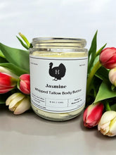 Load image into Gallery viewer, 8oz Natural tallow body lotion made with organic olive oil best moisturizer for sensitive skin unscented jasmine body butter