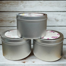 Load image into Gallery viewer, Three metal tins with lids on a wooden surface