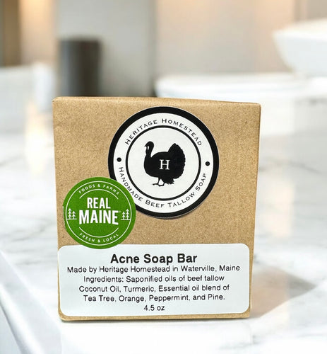 natural tallow acne bar soap made with essential oils and turmeric 4.5 oz 