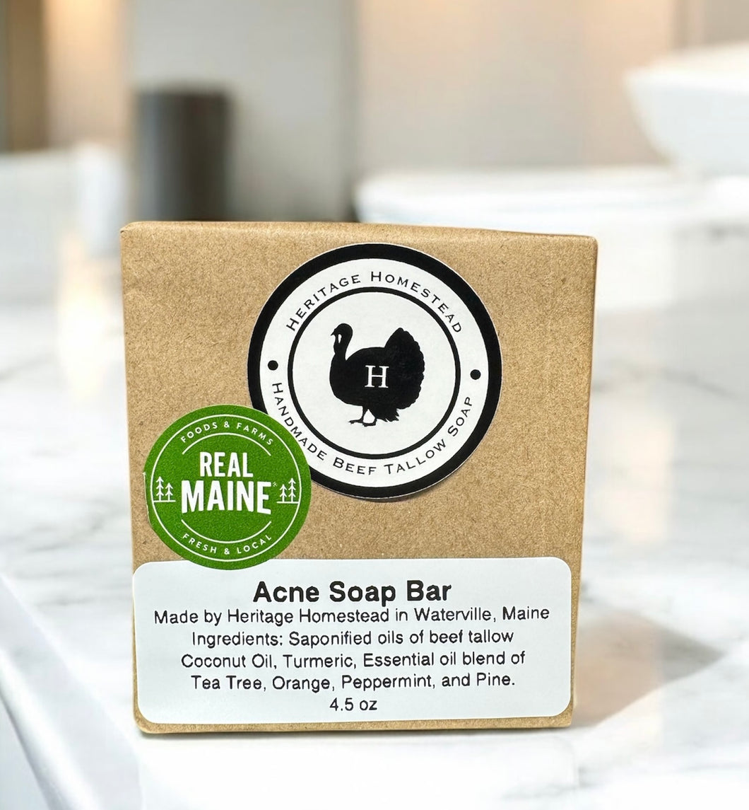 natural tallow acne bar soap made with essential oils and turmeric 4.5 oz 