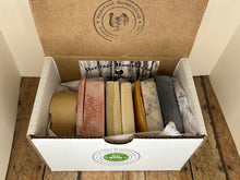 Load image into Gallery viewer, an assorted mix 9-10 of tallow soap ends in a box all natural tallow soap 
