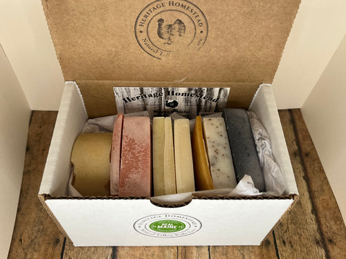 an assorted mix 9-10 of tallow soap ends in a box all natural tallow soap 