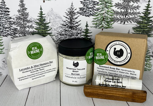 natural ingredients sensitive skincare tallow body products and shampoo bar 